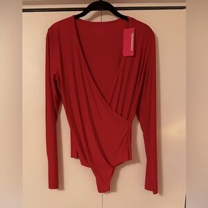NWT Commando Butter Red Long Sleeve Wrap Bodysuit Medium
